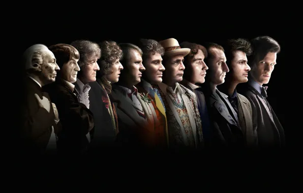 Picture look, face, profile, the series, black background, actors, Doctor Who, men