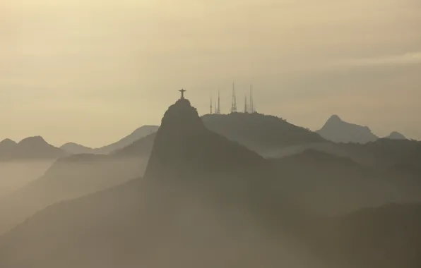 Picture mountains, fog, Brazil