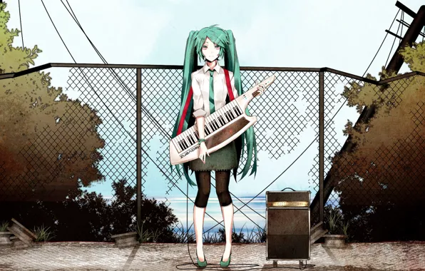 Girl, tie, vocaloid, Hatsune Miku, long hair