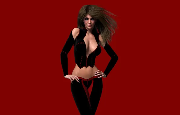 Chest, look, girl, rendering, hair, costume, latex
