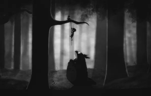 Picture forest, trees, night, art, Totoro, Limbo