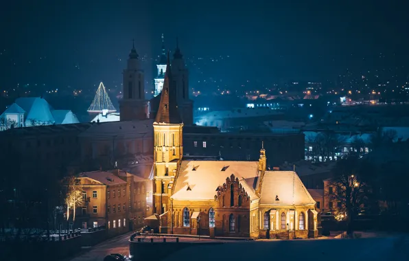 Night, the city, Lithuania, Kaunas