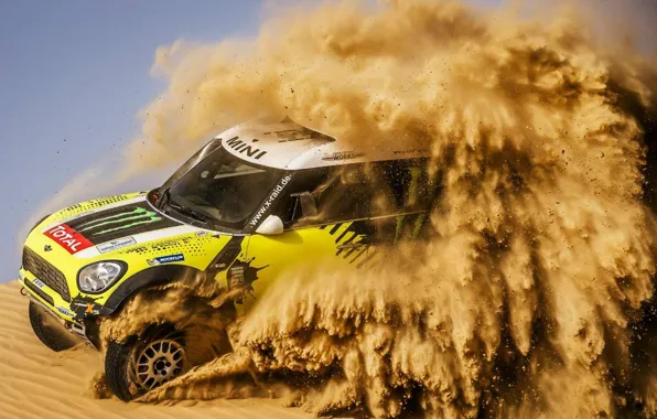 Picture yellow, Sands, mini, dakar, countryman, x-raid, nani roma, rally-raid