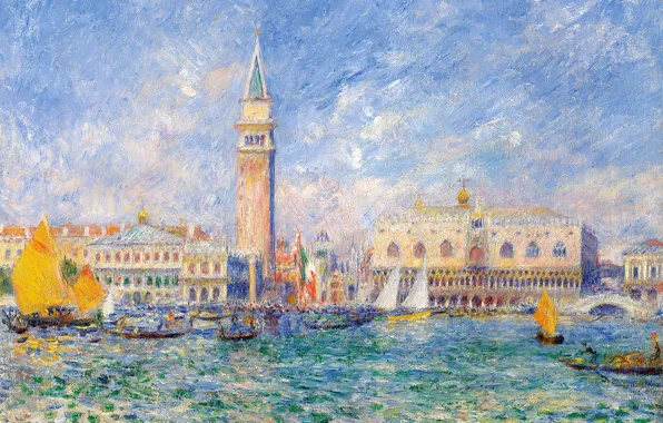Home, picture, Italy, channel, the urban landscape, the bell tower, Pierre Auguste Renoir, Pierre Auguste …