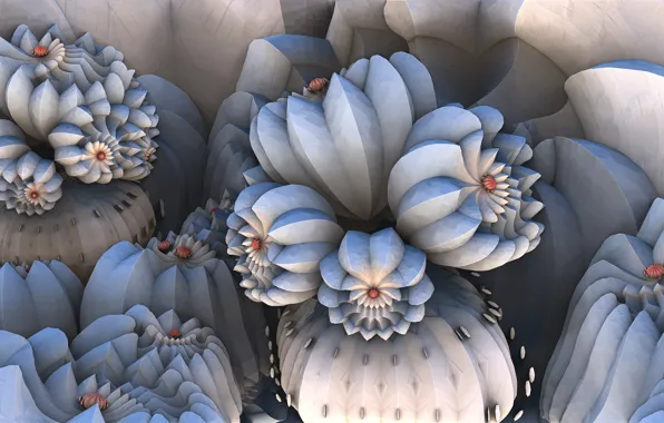 Macro, form, buds, 3D graphics
