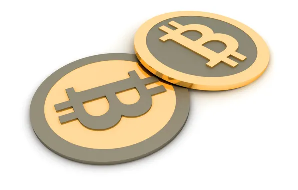 Picture logo, logo, coins, white, fon, coins, bitcoin
