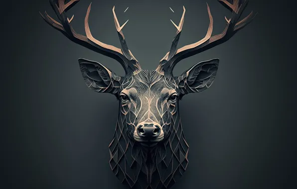 Picture minimalism, deer, head, AI art