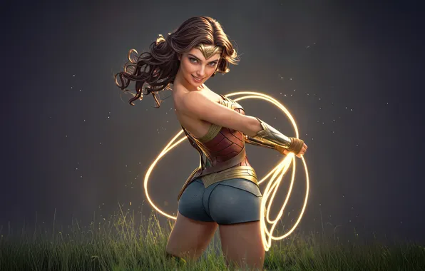 Picture lightning, wonder woman, gaze