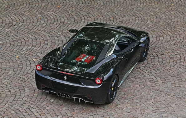 Engine, black, pavers, ferrari, Ferrari, black, the view from the top, Italy