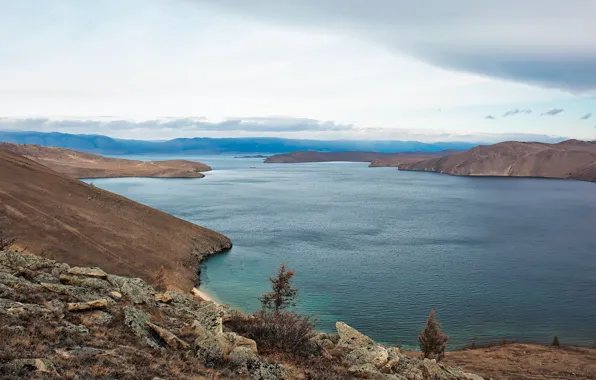 Water, lake, shore, slope, Baikal