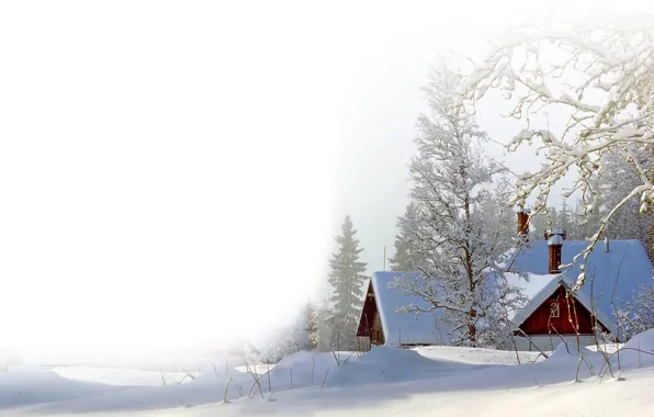 Winter, the sky, snow, landscape, nature, house, house, white