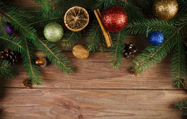 Balls, tree, New Year, Christmas, Christmas, balls, wood, New Year