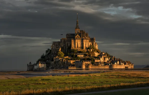 The sky, castle, field, morning, space, fortress, architecture, picturesque landscape