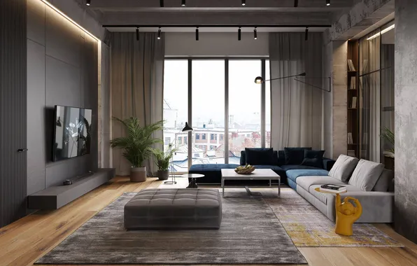 Design, style, lamp, room, interior, plants, living room, upholstered furniture