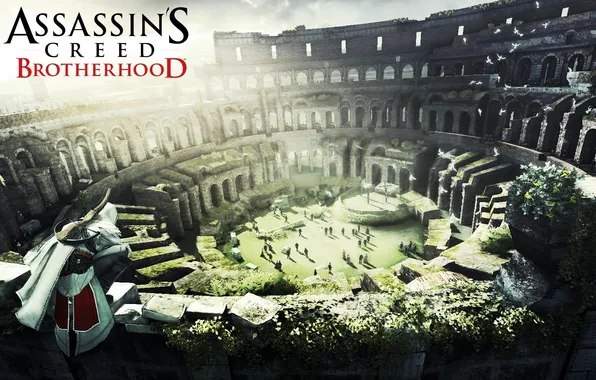 War, assassins creed, sitting, Colosseum, killer, Ezio