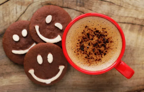 Picture coffee, chocolate, Cup, smiley, cup, chocolate, beans, coffee
