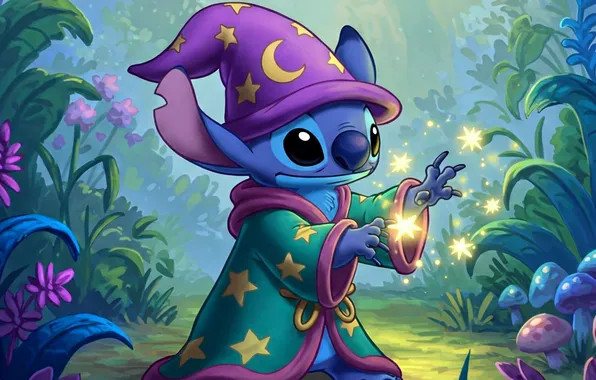Magic, alien, character, stars, alien, cap, character, Stitch