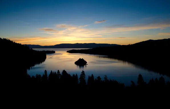 Forest, mountains, dawn, morning, USA, california, sunrise, lake tahoe