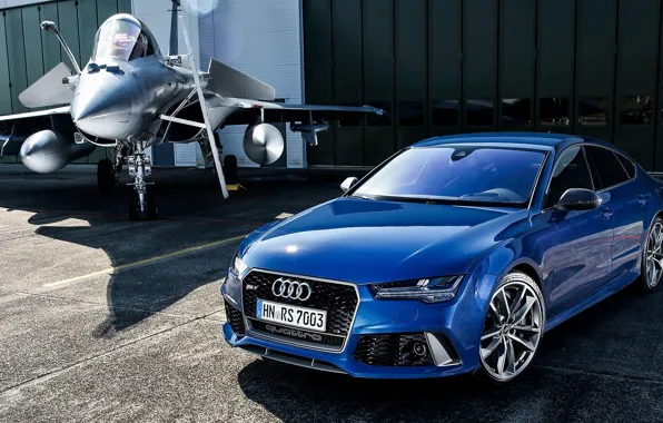 Picture the plane, Audi, Audi, blue, Sportback, RS 7