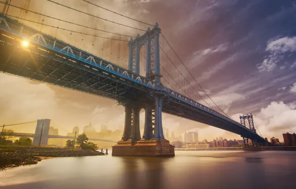 Picture landscape, bridge, the city, home, NYC, Manhattan Bridge