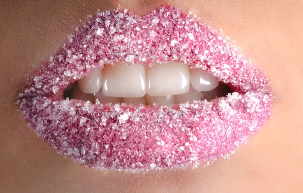 Picture teeth, mouth, lips, lips, powdered sugar, mouth, teeth, white powder