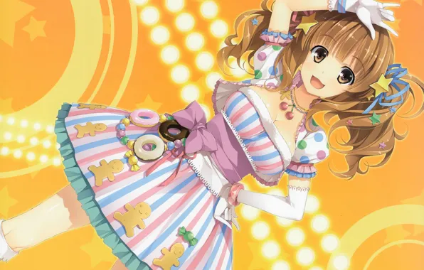 Picture smile, dress, sweets, gloves, bow, striped, stars, art
