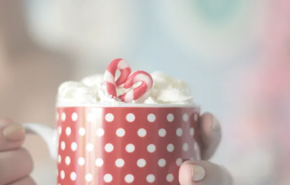White, macro, red, background, Wallpaper, mood, polka dot, Cup. mug