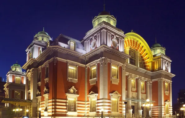 Picture Japan, Osaka, Central Public Hall, Nakanoshima, night, Park, lights
