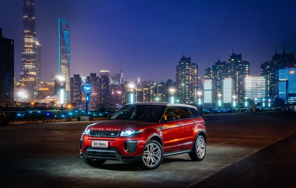 Picture car, machine, city, the city, lights, lights, Land Rover, Range Rover