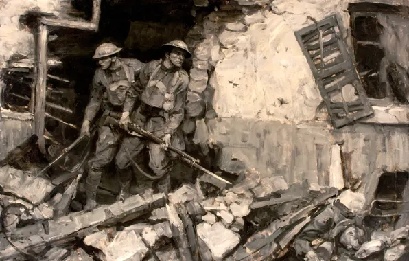 Picture war, soldiers, ruins, The first world war, Saul Tepper