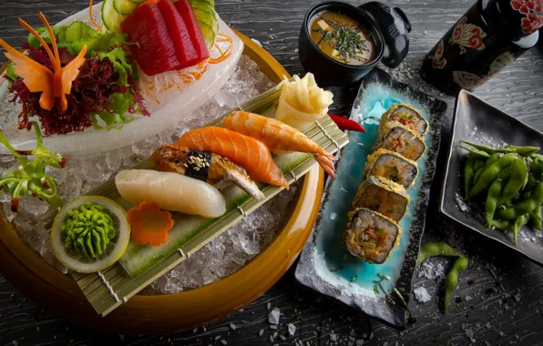 Figure, sauce, sushi, Salad, Rolls, wasabi