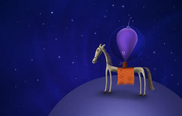 Horse, Stars, Planet, Space, Vladstudio, Alien