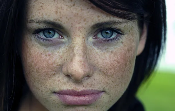 Picture eyes, look, Girl, freckles, beautiful, Red