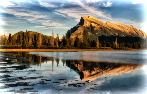 Picture Mountain, art, Mount Rundle, Rundle, Digital Art Processing