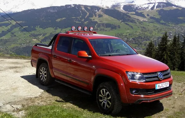 Red, Volkswagen, pickup, the front, Amarok, Volkswagen, Amarok, Canyon