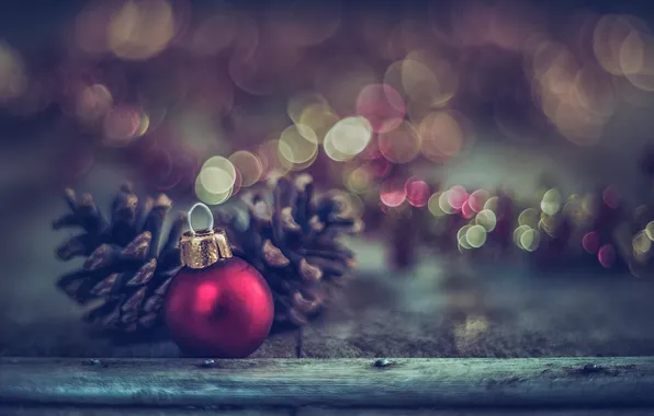 Macro, decoration, toy, Board, new year, ball, bokeh