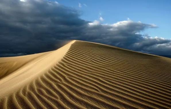Sand, the sky, clouds, desert, heat