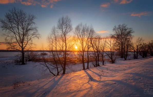 Sunset, winter, snow, Antson Elvis
