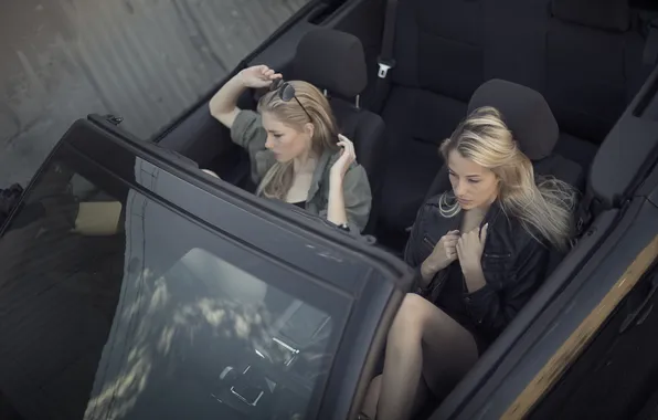 Machine, girls, glasses, jacket, blonde, the view from the top