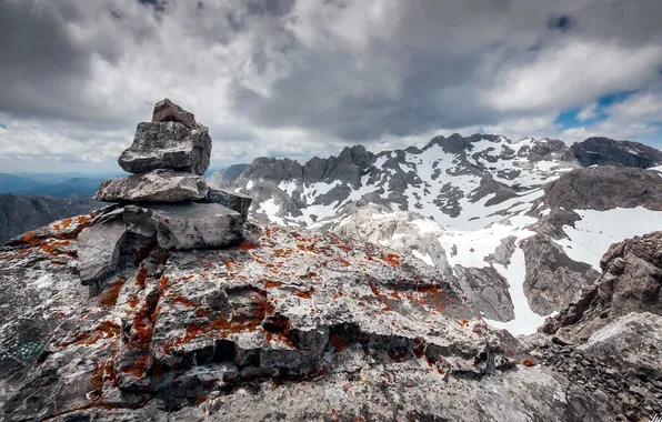 The sky, landscape, mountains