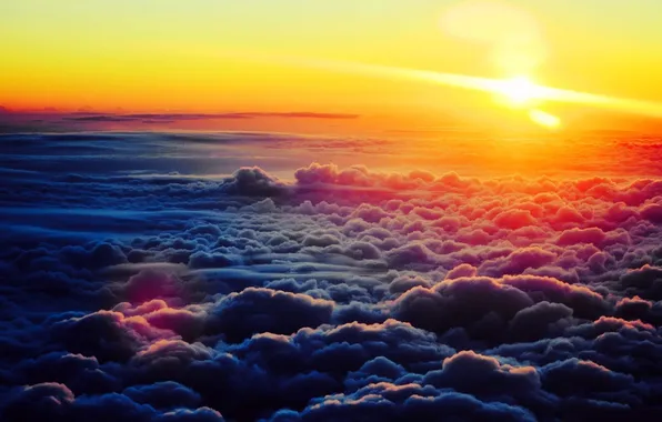The sky, clouds, dawn, panorama