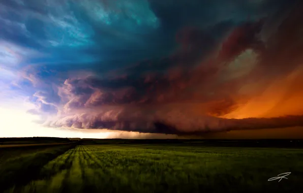 The sky, clouds, storm, field, Canada, Albert