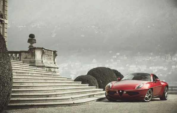 Red, Alfa Romeo, Car, 2013, Metallic, Disco Volante Touring