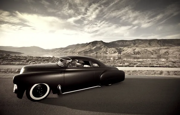 Picture road, the sky, mountains, Chevrolet, chevrolet, 1951, retro car, old car