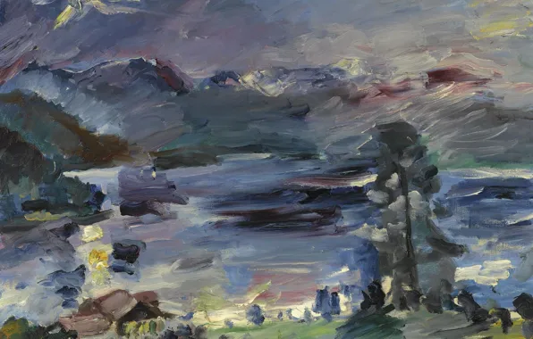 Landscape, lake, picture, 1922, Walchensee. Voshodyaschaya Of The Moon, Lovis Corinth, Lovis Corinth