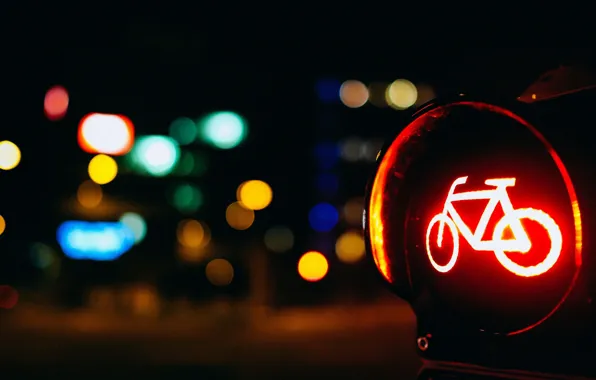 Road, macro, red, bike, lights, background, Wallpaper, blur