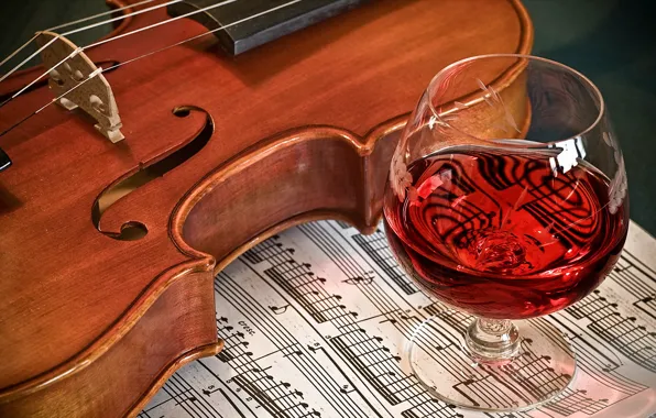Picture music, wine, violin