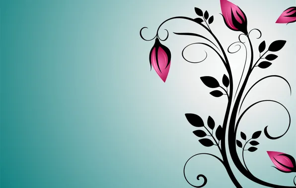 Flowers, background, buds, vector graphics
