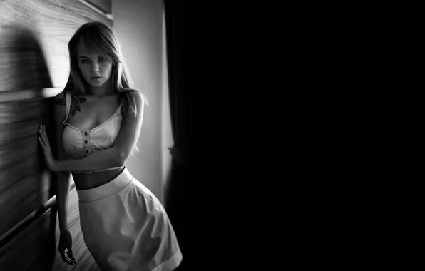 Look, girl, model, black and white, beautiful, cute, Nastya, Anastasia Shcheglova