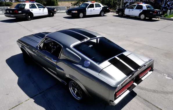 Mustang, Ford, GT500, police, Ford, Mustang, Eleanor, rear view